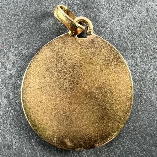 FRENCH CHARL 18K YELLOW GOLD JESUS CHRIST CROWN OF THORNS MEDAL CHARM PENDANT - ADDITIONAL PHOTO 2