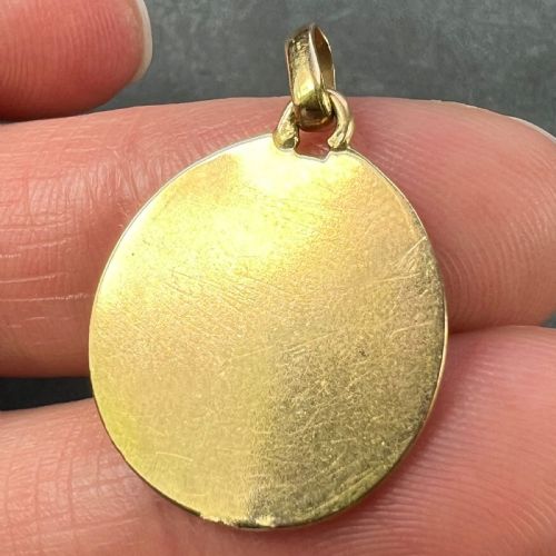 FRENCH CHARL 18K YELLOW GOLD JESUS CHRIST CROWN OF THORNS MEDAL CHARM PENDANT - ADDITIONAL PHOTO 6