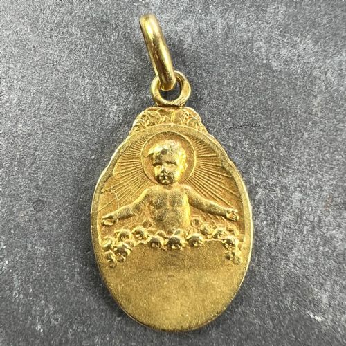 FRENCH BECKER 18K YELLOW GOLD ST THERESE CHARM MEDAL PENDANT - ADDITIONAL PHOTO 2