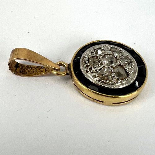 FRENCH SAPPHIRE DIAMOND 18K YELLOW GOLD TARGET CHARM PENDANT - ADDITIONAL PHOTO 13