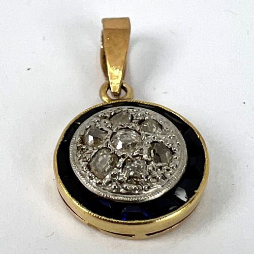 FRENCH SAPPHIRE DIAMOND 18K YELLOW GOLD TARGET CHARM PENDANT - ADDITIONAL PHOTO 14
