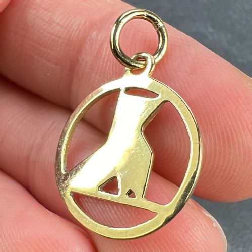 FRENCH ART DECO WHITE ORIGAMI BIRD 18K YELLOW GOLD ENAMEL CHARM PENDANT - ADDITIONAL PHOTO 6