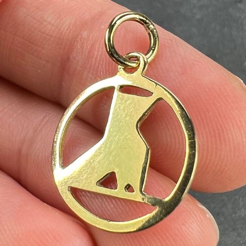 FRENCH ART DECO WHITE ORIGAMI BIRD 18K YELLOW GOLD ENAMEL CHARM PENDANT - ADDITIONAL PHOTO 7