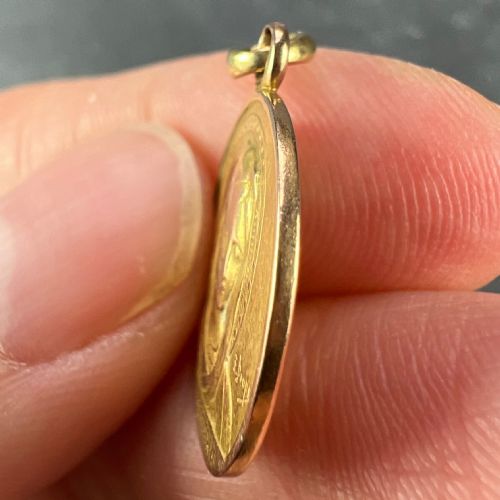 FRENCH DROPSY VIRGIN MARY AVE MARIA 18K YELLOW GOLD CHARM PENDANT - ADDITIONAL PHOTO 6