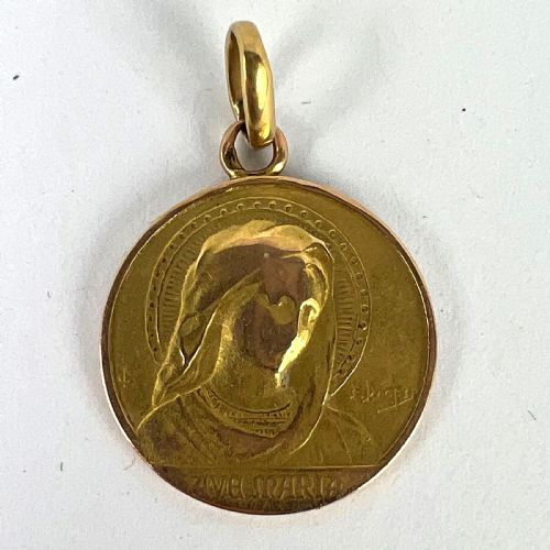 FRENCH DROPSY VIRGIN MARY AVE MARIA 18K YELLOW GOLD CHARM PENDANT - ADDITIONAL PHOTO 10