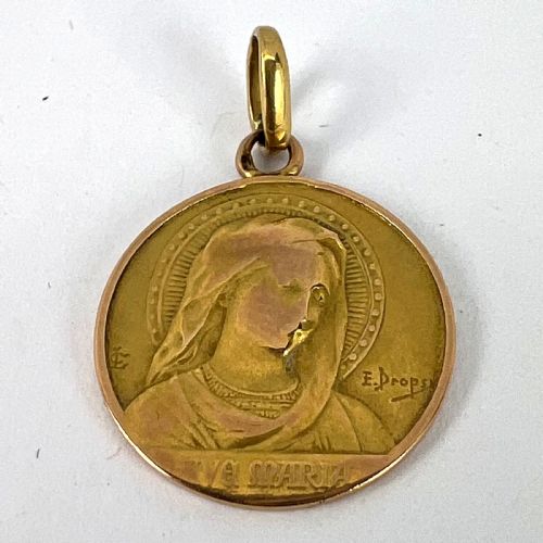 FRENCH DROPSY VIRGIN MARY AVE MARIA 18K YELLOW GOLD CHARM PENDANT - ADDITIONAL PHOTO 11