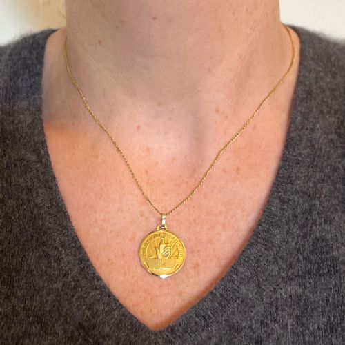 FRENCH BLOOD GROUP TYPE MEDICAL 18K YELLOW GOLD CHARM MEDAL PENDANT - ADDITIONAL PHOTO 3