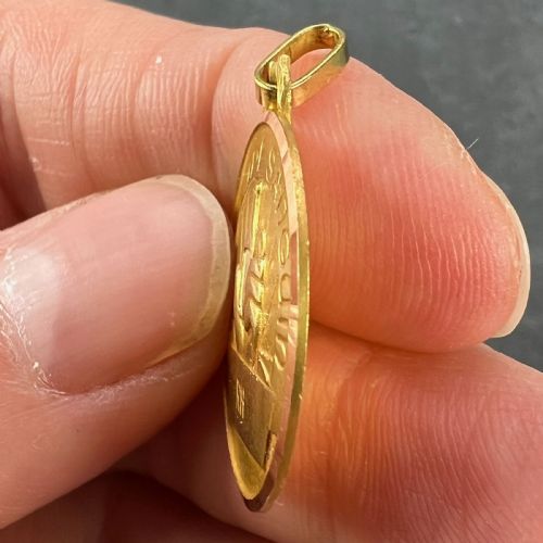 FRENCH BLOOD GROUP TYPE MEDICAL 18K YELLOW GOLD CHARM MEDAL PENDANT - ADDITIONAL PHOTO 6