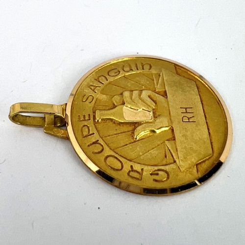 FRENCH BLOOD GROUP TYPE MEDICAL 18K YELLOW GOLD CHARM MEDAL PENDANT - ADDITIONAL PHOTO 13