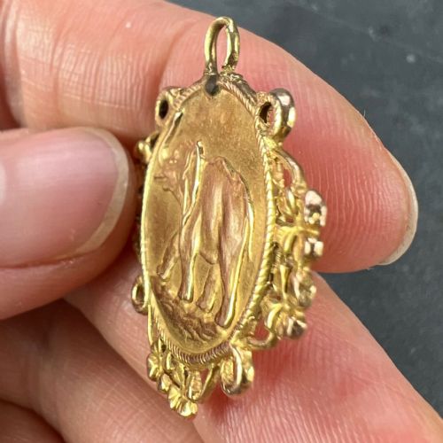 FRENCH GOOD LUCK ELEPHANT FOUR LEAF CLOVER 18K YELLOW GOLD LUCKY CHARM PENDANT - ADDITIONAL PHOTO 6