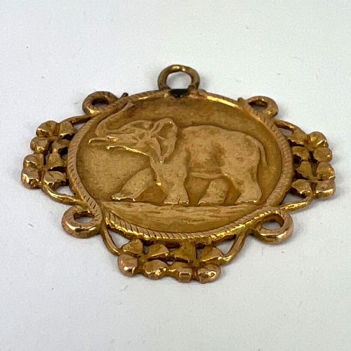 FRENCH GOOD LUCK ELEPHANT FOUR LEAF CLOVER 18K YELLOW GOLD LUCKY CHARM PENDANT - ADDITIONAL PHOTO 12