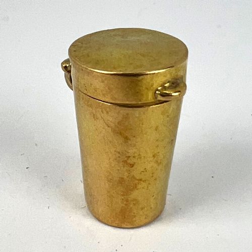 ANTIQUE FRENCH PILL BOX OR MINIATURE ETUI 18K YELLOW GOLD CHARM PENDANT - ADDITIONAL PHOTO 3