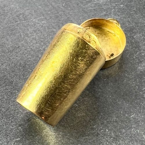 ANTIQUE FRENCH PILL BOX OR MINIATURE ETUI 18K YELLOW GOLD CHARM PENDANT - ADDITIONAL PHOTO 8