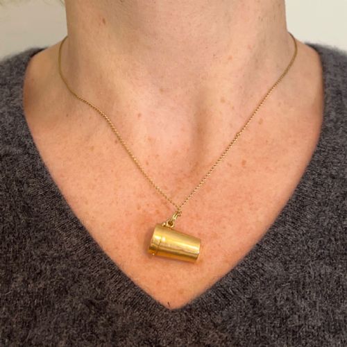 ANTIQUE FRENCH PILL BOX OR MINIATURE ETUI 18K YELLOW GOLD CHARM PENDANT - ADDITIONAL PHOTO 11