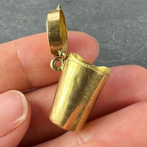ANTIQUE FRENCH PILL BOX OR MINIATURE ETUI 18K YELLOW GOLD CHARM PENDANT - ADDITIONAL PHOTO 12