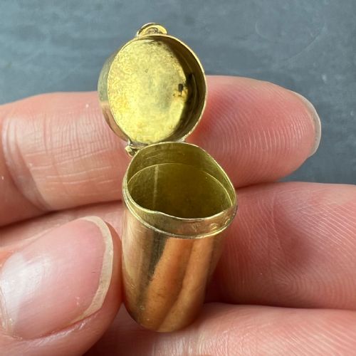 ANTIQUE FRENCH PILL BOX OR MINIATURE ETUI 18K YELLOW GOLD CHARM PENDANT - ADDITIONAL PHOTO 13