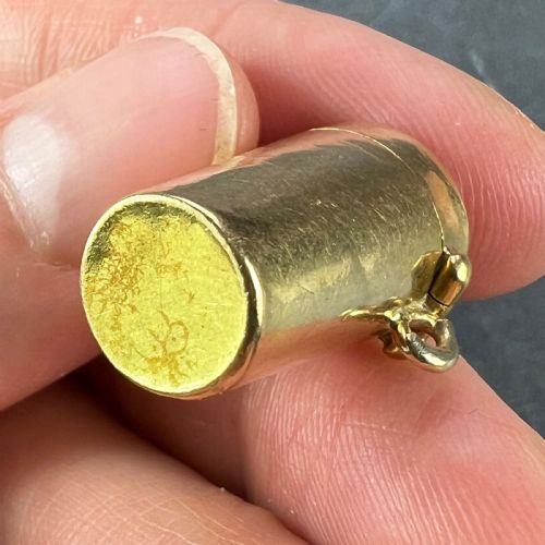 ANTIQUE FRENCH PILL BOX OR MINIATURE ETUI 18K YELLOW GOLD CHARM PENDANT - ADDITIONAL PHOTO 16