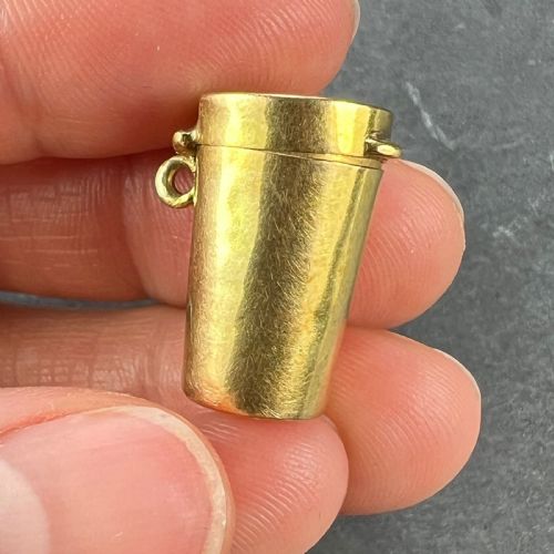 ANTIQUE FRENCH PILL BOX OR MINIATURE ETUI 18K YELLOW GOLD CHARM PENDANT - ADDITIONAL PHOTO 18