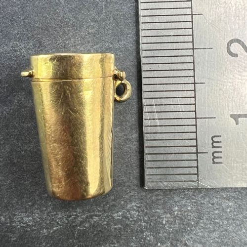 ANTIQUE FRENCH PILL BOX OR MINIATURE ETUI 18K YELLOW GOLD CHARM PENDANT - ADDITIONAL PHOTO 19