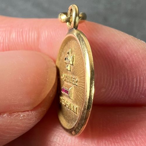 AUGIS FRENCH PLUS HIER RUBY DIAMOND 18K YELLOW GOLD LOVE CHARM PENDANT - ADDITIONAL PHOTO 6