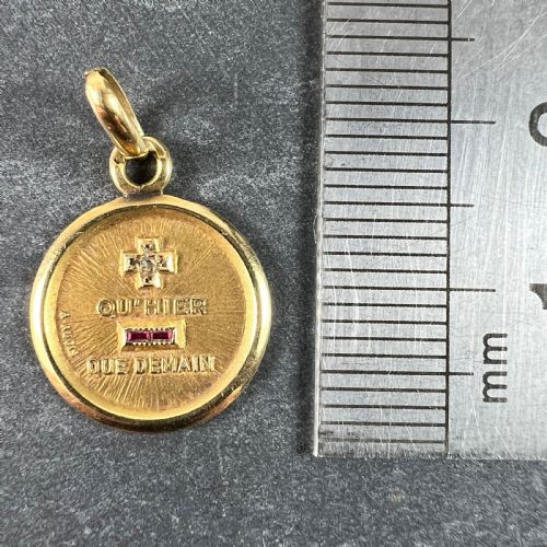 AUGIS FRENCH PLUS HIER RUBY DIAMOND 18K YELLOW GOLD LOVE CHARM PENDANT - ADDITIONAL PHOTO 8