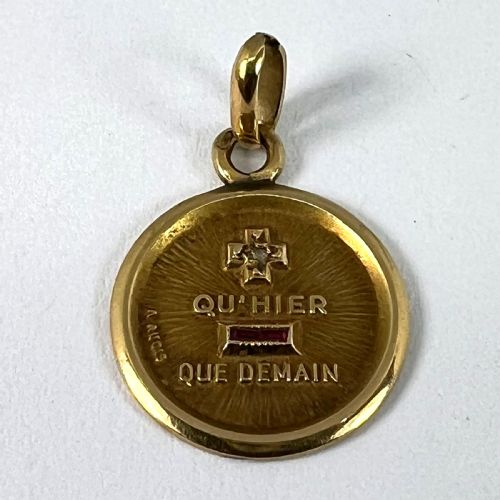 AUGIS FRENCH PLUS HIER RUBY DIAMOND 18K YELLOW GOLD LOVE CHARM PENDANT - ADDITIONAL PHOTO 11