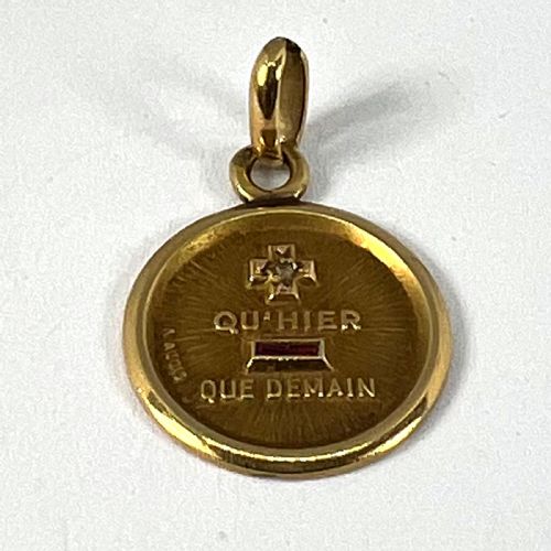 AUGIS FRENCH PLUS HIER RUBY DIAMOND 18K YELLOW GOLD LOVE CHARM PENDANT - ADDITIONAL PHOTO 12