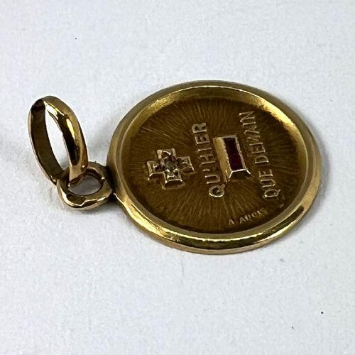 AUGIS FRENCH PLUS HIER RUBY DIAMOND 18K YELLOW GOLD LOVE CHARM PENDANT - ADDITIONAL PHOTO 13