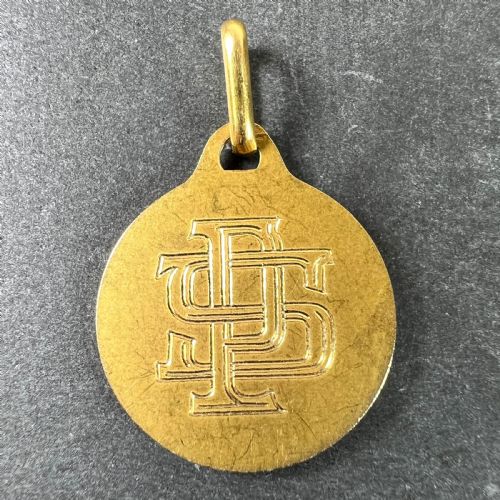 FRENCH AUGIS 18K YELLOW GOLD ST CHRISTOPHER CHARM PENDANT MEDAL - ADDITIONAL PHOTO 2