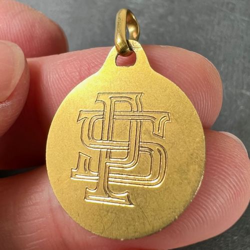 FRENCH AUGIS 18K YELLOW GOLD ST CHRISTOPHER CHARM PENDANT MEDAL - ADDITIONAL PHOTO 7
