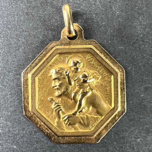 FRENCH PAUL BRANDT ST CHRISTOPHER 18K YELLOW GOLD CHARM PENDANT MEDAL - ADDITIONAL PHOTO 1