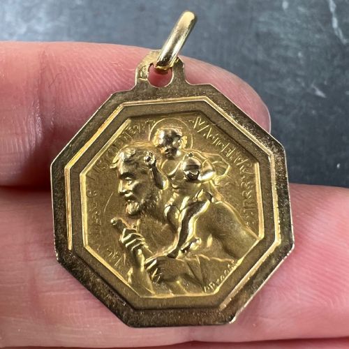 FRENCH PAUL BRANDT ST CHRISTOPHER 18K YELLOW GOLD CHARM PENDANT MEDAL - ADDITIONAL PHOTO 4