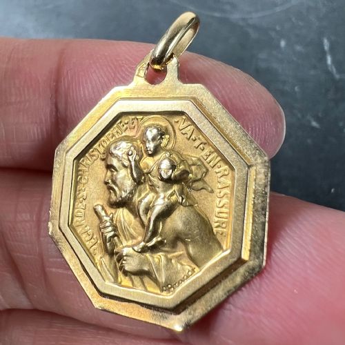 FRENCH PAUL BRANDT ST CHRISTOPHER 18K YELLOW GOLD CHARM PENDANT MEDAL - ADDITIONAL PHOTO 5