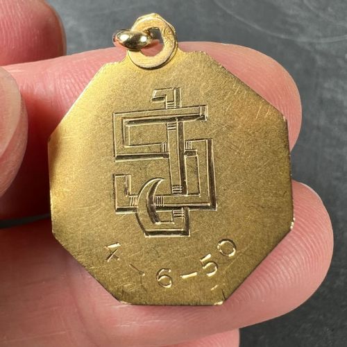 FRENCH PAUL BRANDT ST CHRISTOPHER 18K YELLOW GOLD CHARM PENDANT MEDAL - ADDITIONAL PHOTO 6