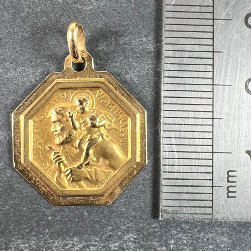 FRENCH PAUL BRANDT ST CHRISTOPHER 18K YELLOW GOLD CHARM PENDANT MEDAL - ADDITIONAL PHOTO 8
