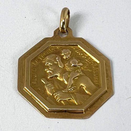 FRENCH PAUL BRANDT ST CHRISTOPHER 18K YELLOW GOLD CHARM PENDANT MEDAL - ADDITIONAL PHOTO 11