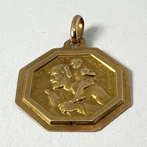 FRENCH PAUL BRANDT ST CHRISTOPHER 18K YELLOW GOLD CHARM PENDANT MEDAL - ADDITIONAL PHOTO 13