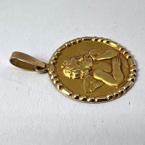FRENCH RAPHAELS CHERUB 18K YELLOW GOLD CHARM MEDAL PENDANT - ADDITIONAL PHOTO 13