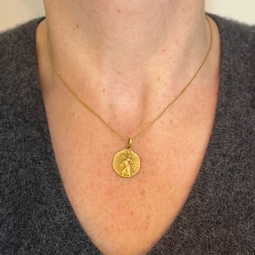 FRENCH TRICARD SAINT CHRISTOPHER 18K YELLOW GOLD CHARM PENDANT MEDAL - ADDITIONAL PHOTO 3