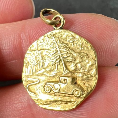 FRENCH TRICARD SAINT CHRISTOPHER 18K YELLOW GOLD CHARM PENDANT MEDAL - ADDITIONAL PHOTO 7