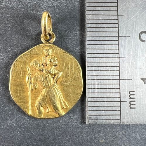 FRENCH TRICARD SAINT CHRISTOPHER 18K YELLOW GOLD CHARM PENDANT MEDAL - ADDITIONAL PHOTO 8