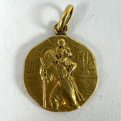 FRENCH TRICARD SAINT CHRISTOPHER 18K YELLOW GOLD CHARM PENDANT MEDAL - ADDITIONAL PHOTO 10