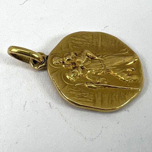 FRENCH TRICARD SAINT CHRISTOPHER 18K YELLOW GOLD CHARM PENDANT MEDAL - ADDITIONAL PHOTO 13