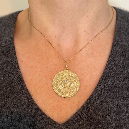 MERRIN TODAY TOMORROW ALWAYS DIAMOND ROSE 14K YELLOW GOLD LOVE PENDANT - ADDITIONAL PHOTO 3