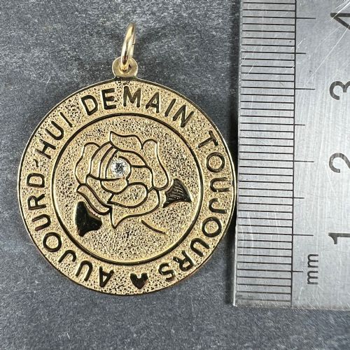 MERRIN TODAY TOMORROW ALWAYS DIAMOND ROSE 14K YELLOW GOLD LOVE PENDANT - ADDITIONAL PHOTO 8