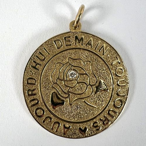MERRIN TODAY TOMORROW ALWAYS DIAMOND ROSE 14K YELLOW GOLD LOVE PENDANT - ADDITIONAL PHOTO 10