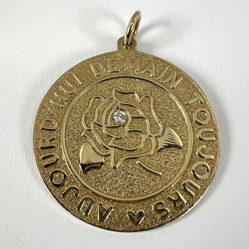 MERRIN TODAY TOMORROW ALWAYS DIAMOND ROSE 14K YELLOW GOLD LOVE PENDANT - ADDITIONAL PHOTO 11