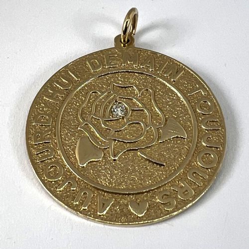 MERRIN TODAY TOMORROW ALWAYS DIAMOND ROSE 14K YELLOW GOLD LOVE PENDANT - ADDITIONAL PHOTO 12