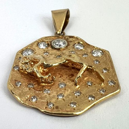 ZODIAC TAURUS ARIES 14K YELLOW GOLD DIAMOND MEDAL PENDANT - ADDITIONAL PHOTO 13