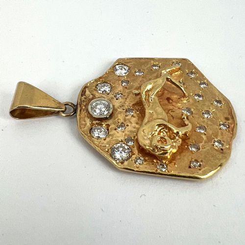 ZODIAC TAURUS ARIES 14K YELLOW GOLD DIAMOND MEDAL PENDANT - ADDITIONAL PHOTO 14